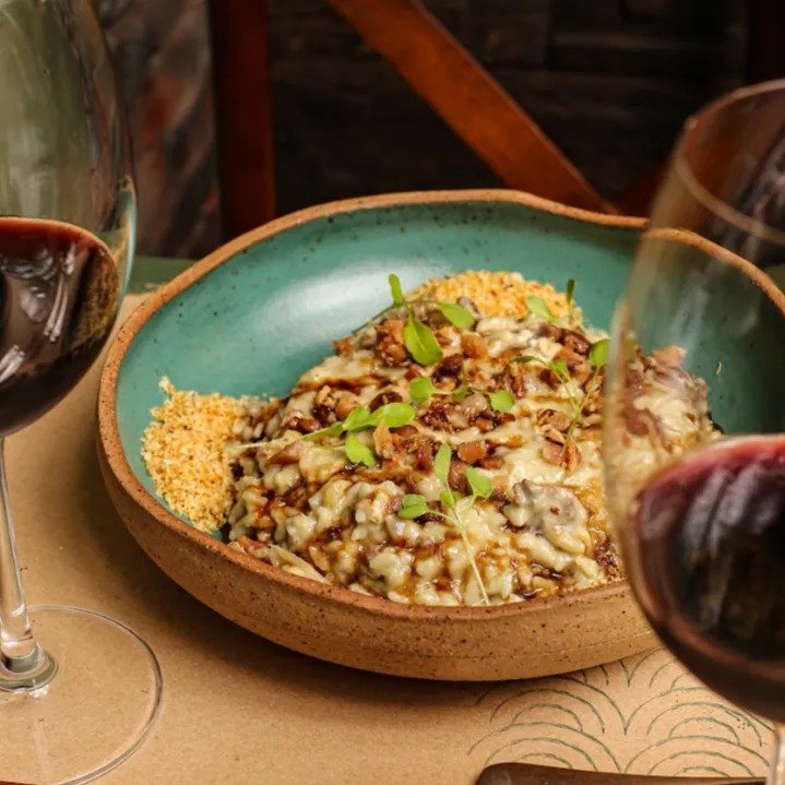 Risoto de Filé com Gorgonzola e Bacon