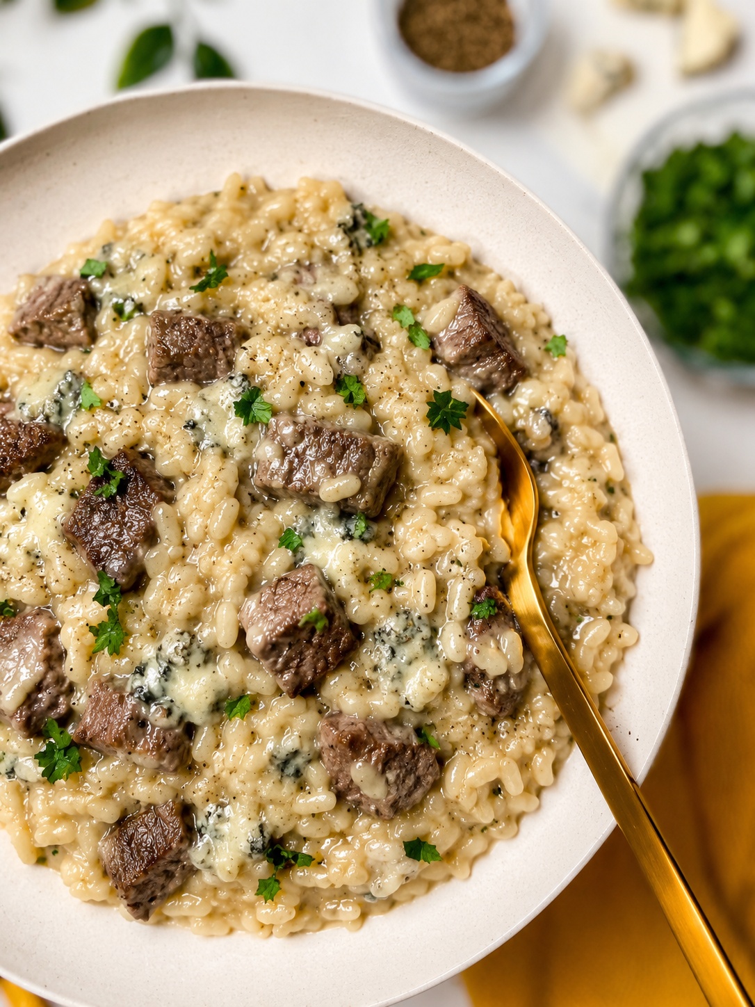 Filet Mignon and Gorgonzola Risotto